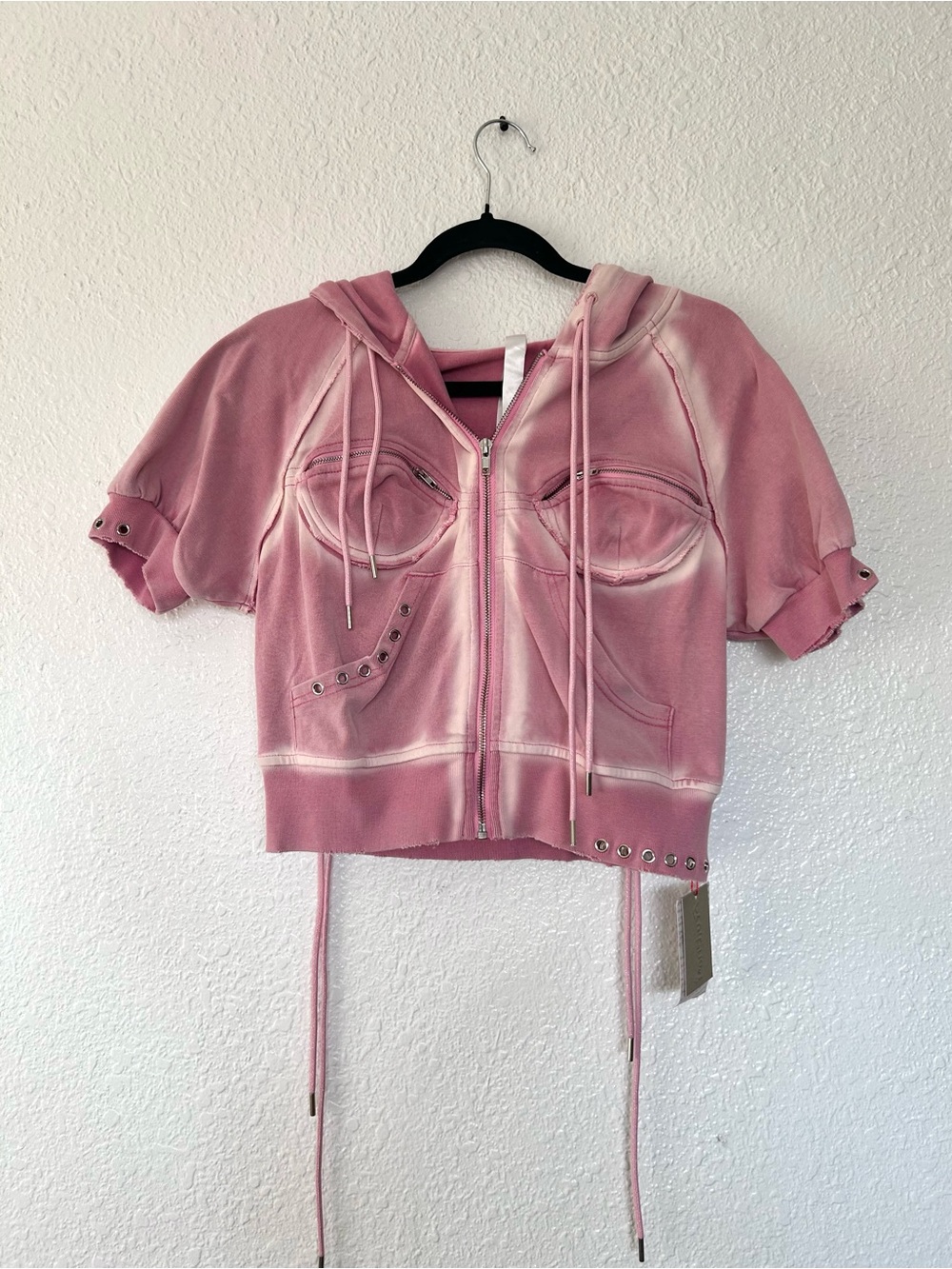 Fruitanari Punk Cropped Zip-Up Hoodie with zipper bust NWT